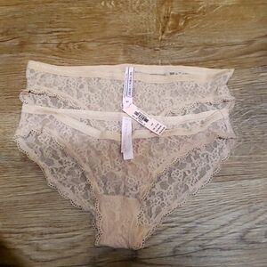 2 pair Victoria's Secret beige lace panties size small